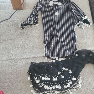 Girls Silver  Striped Costume with Silver Accents